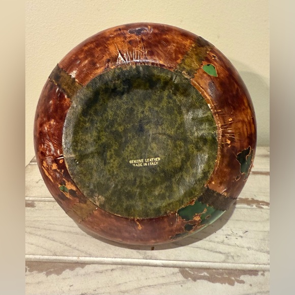 Vtg Leather Ship Decanter Italy Brass Anchor Ship's Captains Wheel Barware - Picture 7 of 9